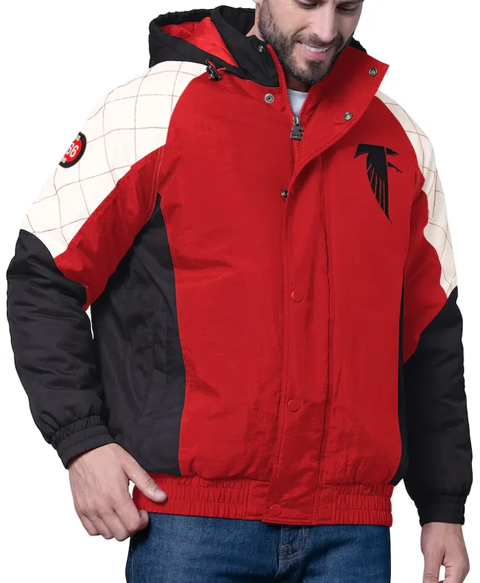 Mens-Atlanta-Falcons-Starter-Red-Hooded-Jacket