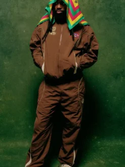 Men's Denim Tears x André Leon Talley Fall 2026 Brown Polyester Tracksuit front view