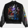 Men's Disney Villains x Shoe Palace Video Vault Black Wool Leather Varsity Jacket back view