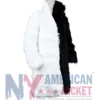 Men’s Long Fur Coat with Two Outside Pockets, Stand-Up Collar, and Over Knee Length