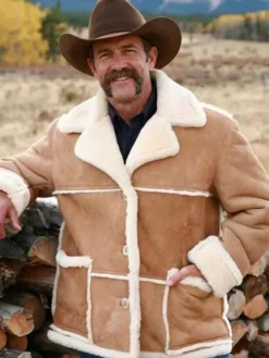 Men's Marlboro Man Shearling Jacket in brown sheepskin suede leather