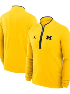 Mens-Michigan-Wolverines-Yellow-Nike-Jordan-Victory-Quarter-ZIP-Pullover