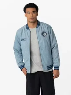 Mens-Minnesota-Lynx-Blue-Denim-Bomber-Jacket