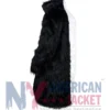 Men’s Over Knee Black And White Long Fur Trench Coat featuring Full-Length Sleeves and Open-Hem Cuffs