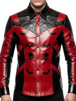 Mens-Skull-Bat-Leather-Gothic-Cosplay-Jacket
