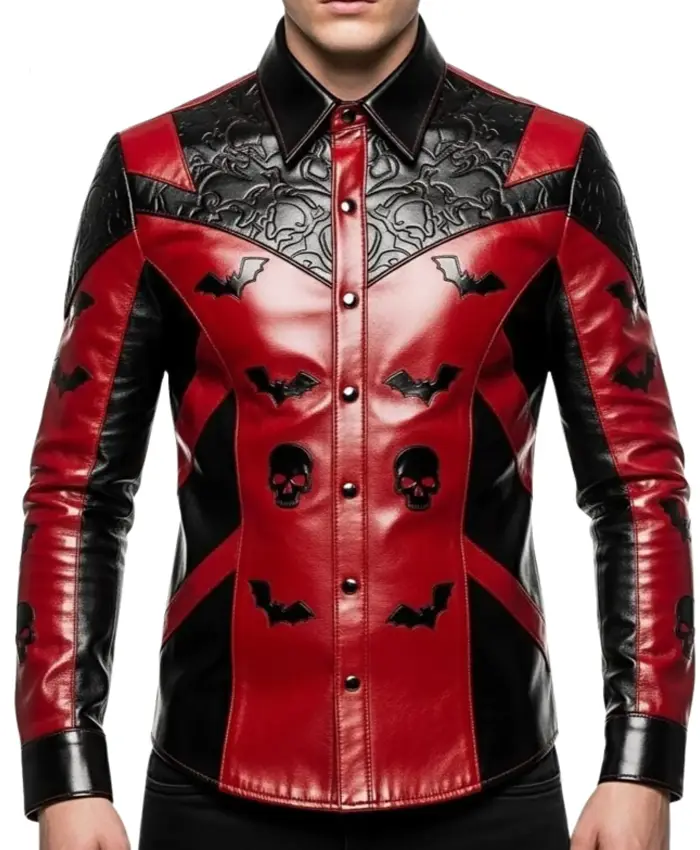 Mens-Skull-Bat-Leather-Gothic-Cosplay-Jacket