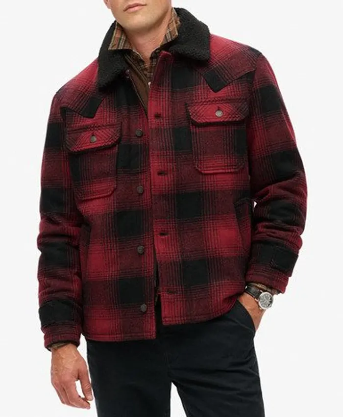 Mens-Superdry-Red-Plaid-Jacket