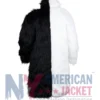 Men’s Thickening Black And White Fur Coat with Open Closure and Elegant Winter Styling