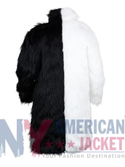 Men’s Thickening Black And White Fur Coat with Open Closure and Elegant Winter Styling