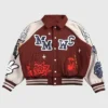 Mickey Mouse Wolves Club 2026 Rudy Maroon Letterman Jacket Front View