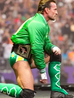 Minnesota North Stars Inspired CM Punk Satin Jacket featuring full-length sleeves and two pockets