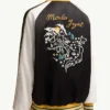 Moncler x Fragment Yūgō Embroidered Souvenir Black And White Satin Varsity Jacket back view