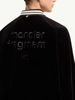 Moncler x Fragment Yūgō Embroidered Souvenir Black Wool Varsity Jacket back view
