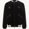 Moncler x Fragment Yūgō Embroidered Souvenir Black Wool Varsity Jacket front view