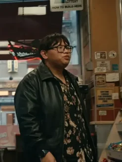 Movie Spider-Man Brand New Day 2026 Jacob Batalon Black Leather Jacket side view
