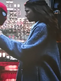 Movie Spider-Man Brand New Day Zendaya Grey Wool Coat side view
