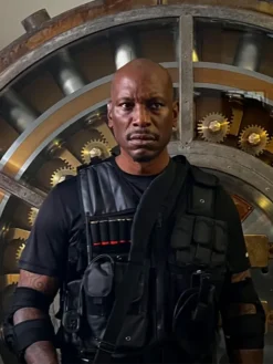 Movie Straight Shot 2026 Tyrese Gibson Black Parachute Military Vest front view