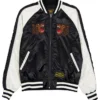 NBA All-Star Game 2026 Alpha Industries Souvier Black Satin Bomber Jacket front view