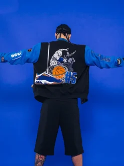 NBA Jose Alvarado SLAM Kicks 29 Custom AND1 Black And Blue Varsity Jacket back view