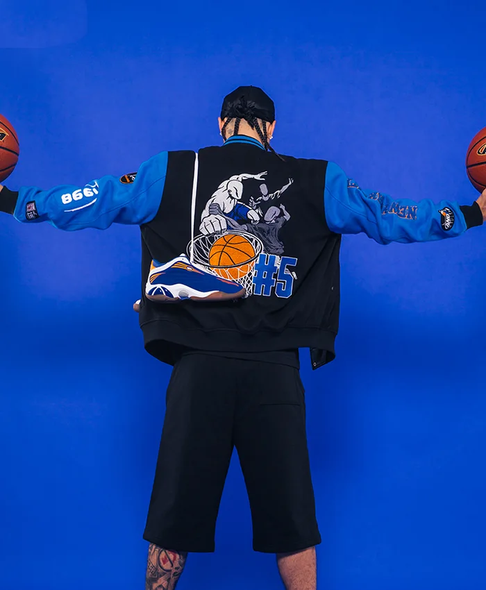 NBA Jose Alvarado SLAM Kicks 29 Custom AND1 Black And Blue Varsity Jacket back view