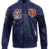 NFL Chicago Bears Navy Dia De Muertos Eternal Skull Satin Jacket front view