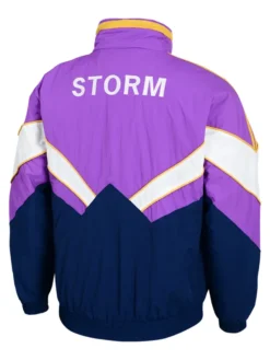 NRL Melbourne Storm Heritage Winter Purple And Blue Polyester Retro Jacket back view