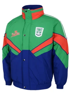 NRL New Zealand Warriors Heritage Winter Green And Blue Polyester Retro Jacket front view