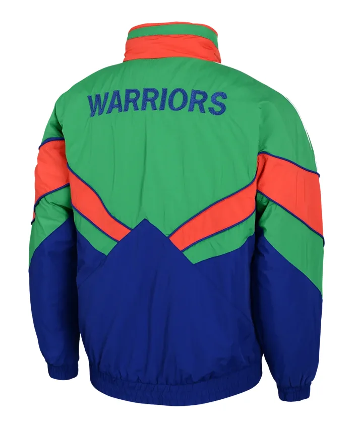 NRL New Zealand Warriors Heritage Winter Polyester Green And Blue Retro Jacket back view