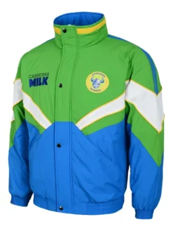NRL Team Canberra Raiders Heritage Winter Green And Blue Retro Jacket front view