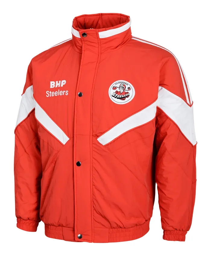 NRL Team Illawarra Steelers Heritage Winter Red And White Polyester Retro Jacket front view