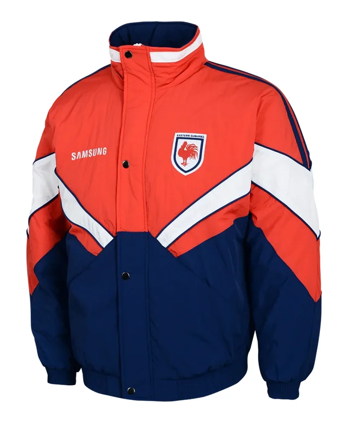 NRL Team Sydney Roosters Heritage Winter Orange And Blue Polyester Jacket front view