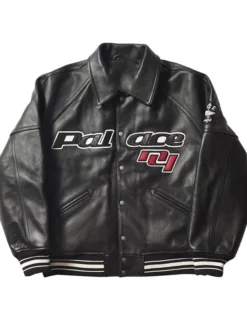 New Avirex x Palace London Black Leather Bomber Varsity Jacket Limited Edition