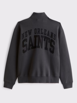 New Orleans Saints Abercrombie Fitch Black Fleece Half-Zip Top Jacket Back