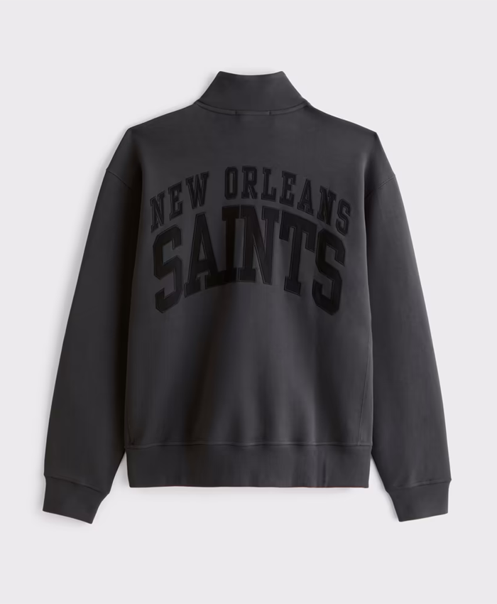 New Orleans Saints Abercrombie Fitch Black Fleece Half-Zip Top Jacket Back