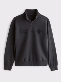 New Orleans Saints Abercrombie Fitch Black Half-Zip Top Jacket