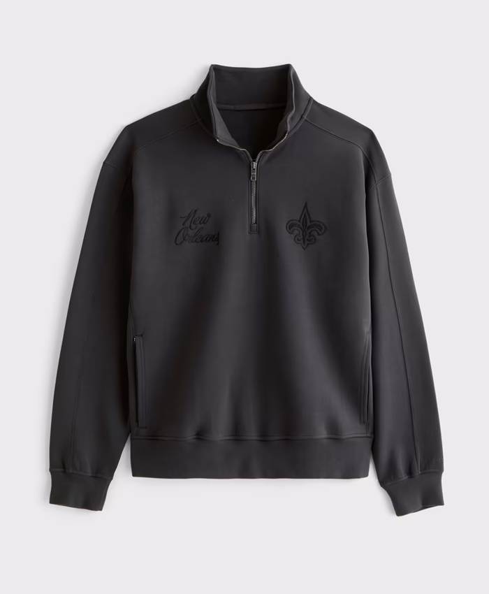 New Orleans Saints Abercrombie Fitch Black Half-Zip Top Jacket
