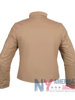 New York City SoHo 2026 Rihanna Oversized Cropped Khaki Cotton Track Jacket back view