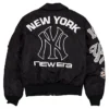 New York Yankees New Era x Alpha Industries Black Satin MA-1 Flight Jacket back view