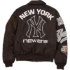 New York Yankees New Era x Alpha Industries Brown Satin MA-1 Flight Jacket back view
