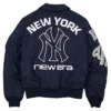 New York Yankees New Era x Alpha Industries Navy Satin MA-1 Flight Jacket back view