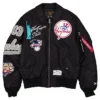 New York Yankees New Era x Alpha Industries Satin Black MA-1 Flight Jacket front view