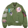New York Yankees New Era x Alpha Industries Satin Green MA-1 Flight Jacket front view