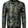 Nick Aldis SummerSlam 2026 Black Floral Embroidered Satin Bomber Jacket front view