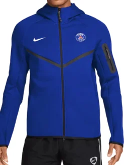 Nike Paris Saint-Germain Soccer Club Tech Royal Blue Fleece Track Jacket front view