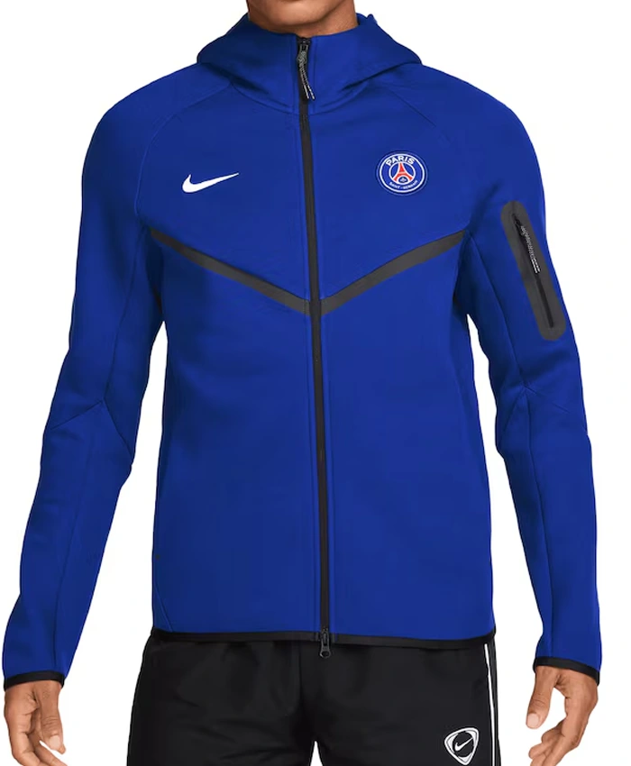 Nike Paris Saint-Germain Soccer Club Tech Royal Blue Fleece Track Jacket front view