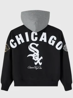 OVO x MLB Chicago White Sox Black Insulated Cotton Twill Bomber Jacket back view