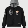 OVO x MLB Houston Astros Black Insulated Twill Bomber Jacket front view