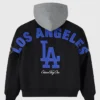 OVO x MLB Los Angeles Dodgers Black Insulated Twill Bomber Jacket front view
