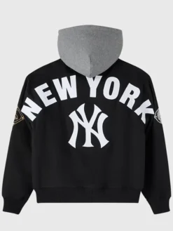 OVO x MLB New York Yankees Black Insulated Cotton Twill Bomber Jacket back view