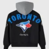 OVO x MLB Toronto Blue Jays Black Insulated Cotton Twill Bomber Jacket back view